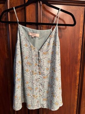 LOFT Light Blue Floral Button-Down Camisole